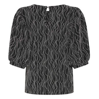 Pulz Jeans ( Dame )  - PULZ - PZHAZEL SS BLOUSE | BLUSE SILVER GLITTER
