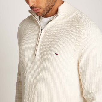 Tommy Hilfiger  - Tommy Hilfiger - Structure global zip mock | Strik Ivory Petal