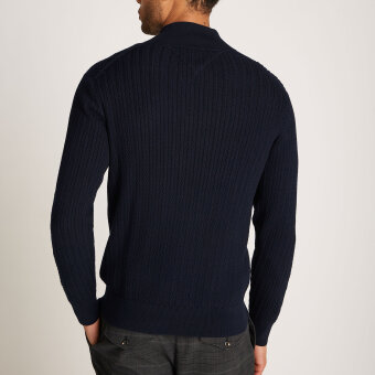 Tommy Hilfiger  - Tommy Hilfiger - Herringbone structure zip | Strik Marineblå
