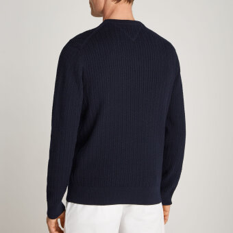Tommy Hilfiger  - Tommy Hilfiger - Herringbone structure crew | Strik Marineblå