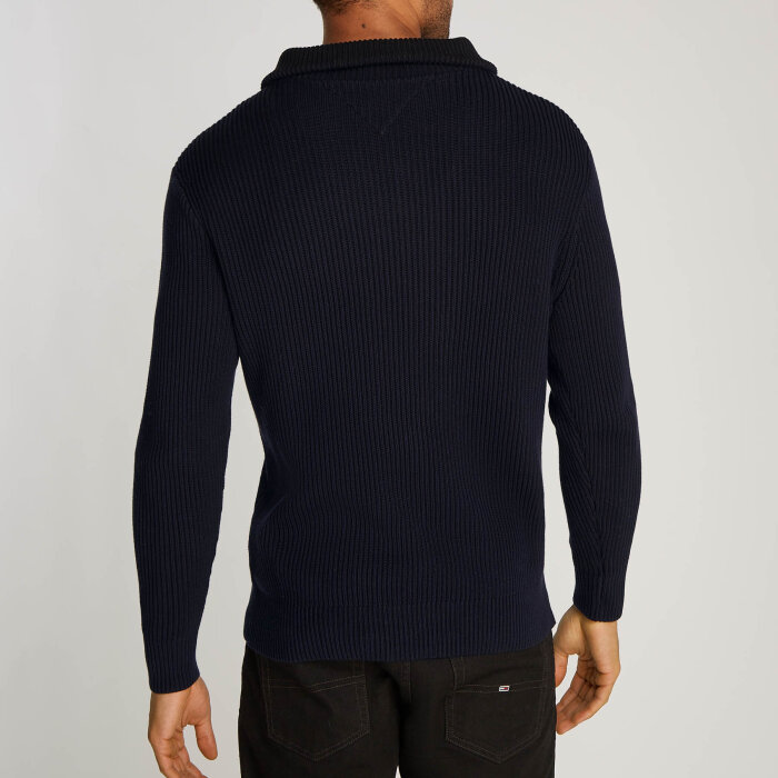 Tommy Hilfiger  - Tommy Hilfiger - Chunky cotton zip | Strik Marineblå