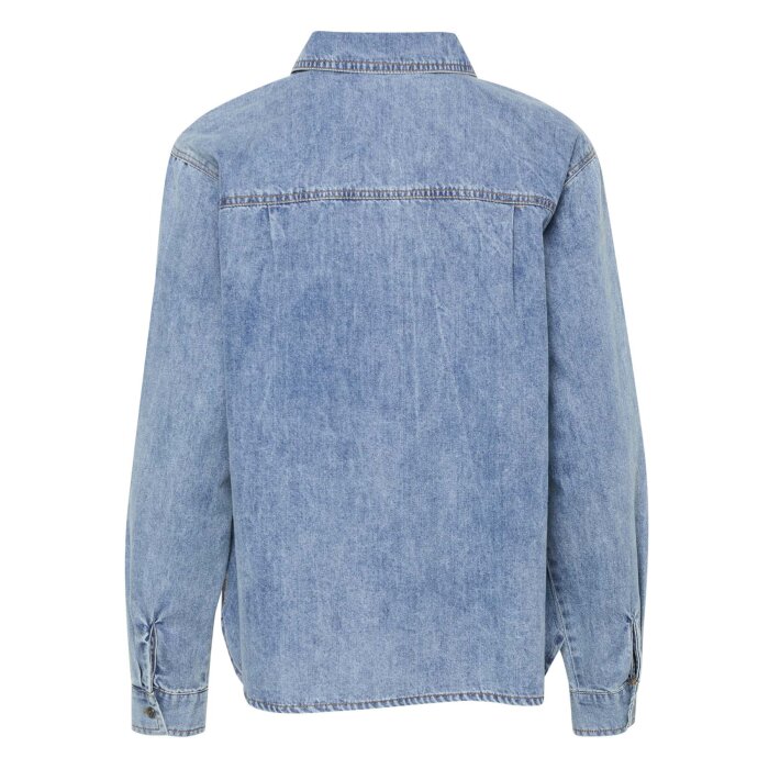 Pulz Jeans ( Dame )  - PULZ - PZSYLVIE LS BLOUSE | SKJORTE MEDIUM BLUE