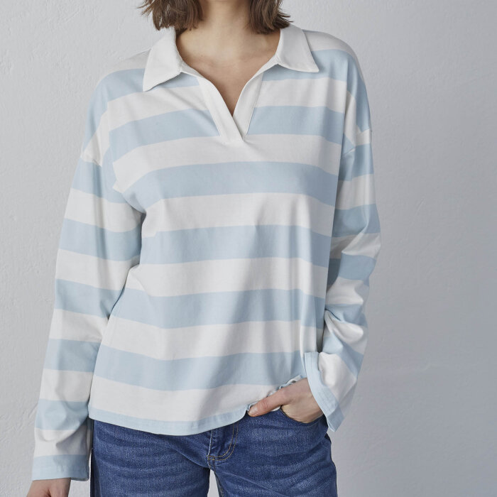 Sisters Point ( Dame ) - SISTERS POINT - VIVA-POLO | POLO T-SHIRT CREAM LIGHT BLUE