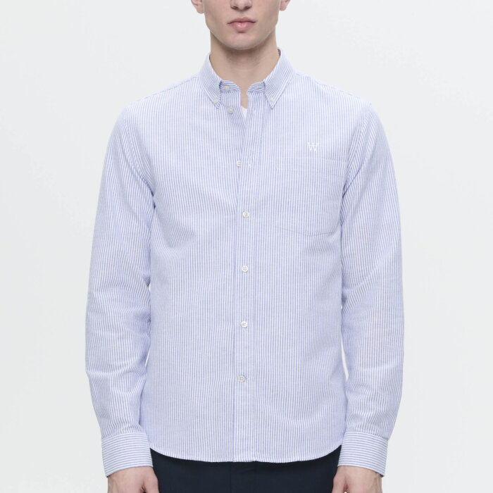 Double A by Wood Wood - Wood Wood Double A  - Adam shirt | Skjorte Blue White Stripe