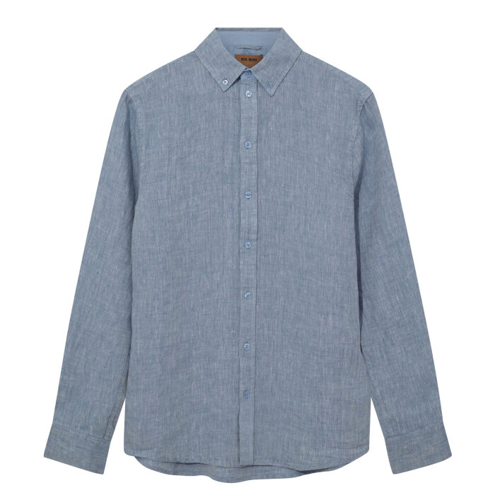 Mos Mosh Gallery - Mos Mosh - Theo linen shirt1 | Hørskjorte Light Blue Melange