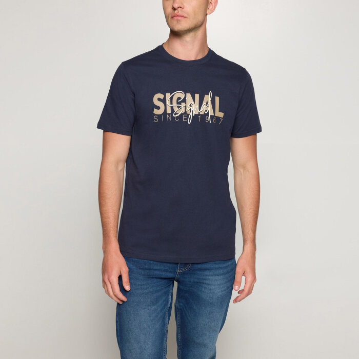 Signal - Signal - Owen print tee | T-shirt Marineblå
