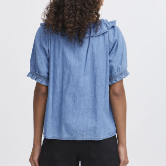 ICHI ( Dame ) - ICHI - IHBARCY SS | BLUSE LIGHT BLUE CHAMBREY