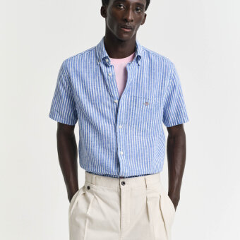 Gant - Gant - cotton/linen stripe shirt | K/Æ Skjorte Rich Blue