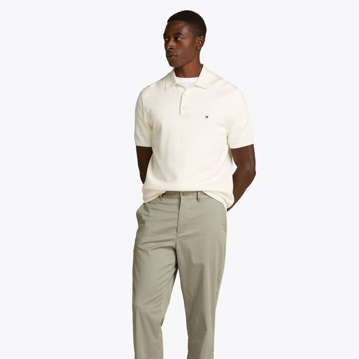 Tommy Hilfiger  - Tommy Hilfiger - Cotton knitted polo | Polo T-shirt Ivory Petal