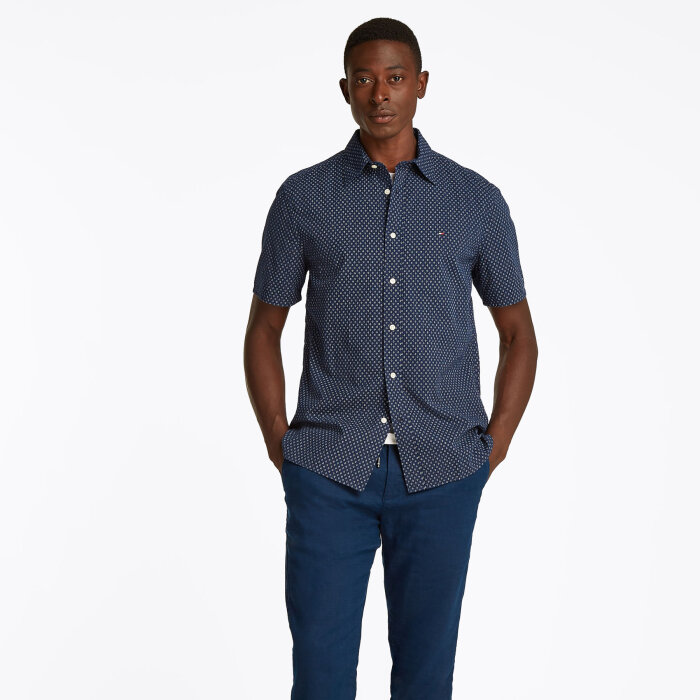 Tommy Hilfiger  - Tommy Hilfiger - Seersucker shirt | K/Æ Skjorte Night Sky