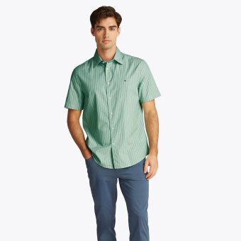 Tommy Hilfiger  - Tommy Hilfiger - Flex poplin shirt ss | K/Æ Skjorte Fort Green