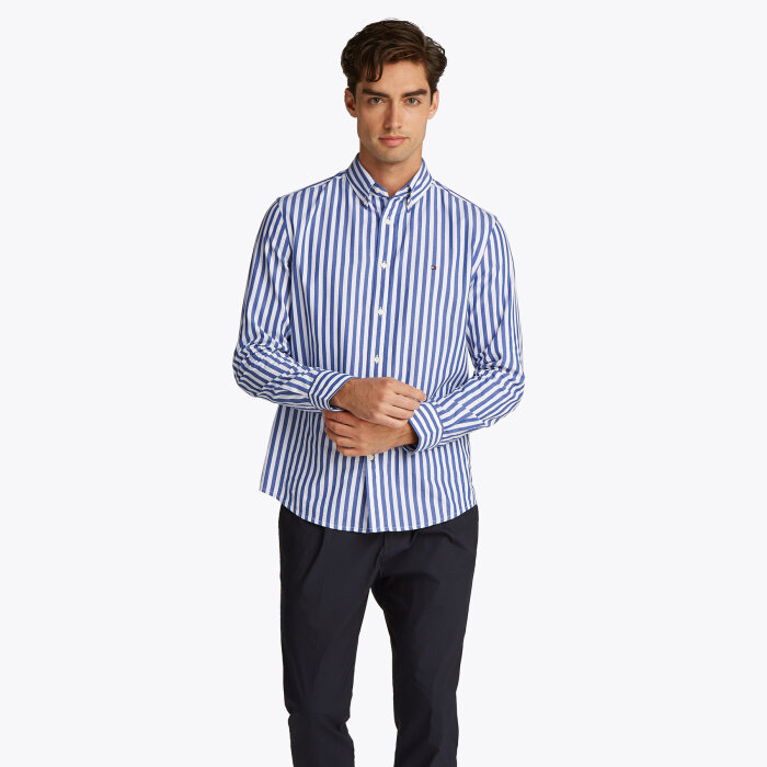 Tommy Hilfiger  - Tommy Hilfiger -  Flex poplin shirt | Skjorte Wedge Blue