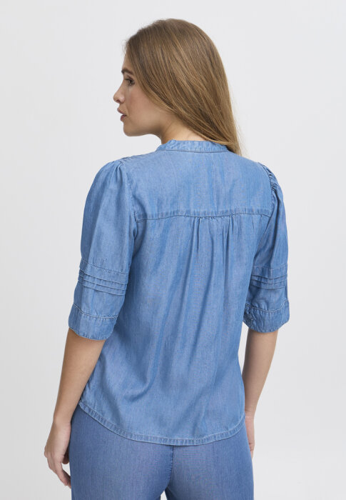Pulz Jeans ( Dame )  - PULZ -  PZGAJA SS SHIRT | SKJORTE MEDIUM BLUE DENIM