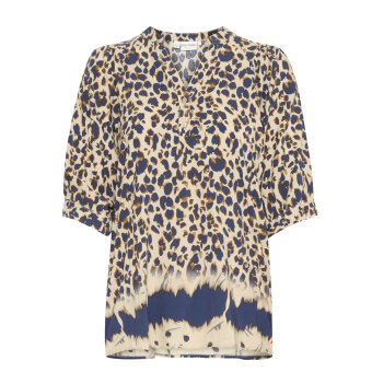 Pulz Jeans ( Dame )  - PULZ - PZGLORIA 1/2 ST. BLOUSE | SKJORTE BROWN ANIMAL