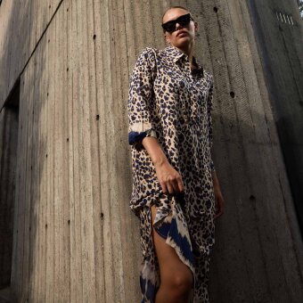 Pulz Jeans ( Dame )  - PULZ - PZGLORIA 3/4 SL. DRESS | KJOLE BROWN ANIMAL