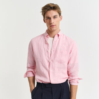 Gant - Gant - Linen stripe shirt | Skjorte Geranium Pink