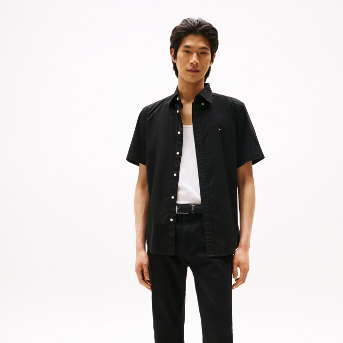 Tommy Hilfiger  - Tommy Hilfiger - Flex poplin shirt | K/Æ Skjorte Black