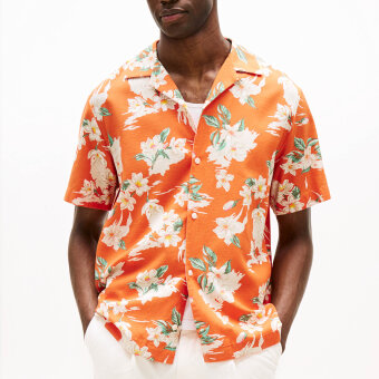 Tommy Hilfiger  - Tommy Hilfiger - Floral shirt | K/Æ Skjorte Brilliant Orange
