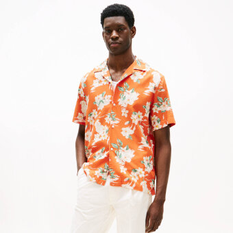 Tommy Hilfiger  - Tommy Hilfiger - Floral shirt | K/Æ Skjorte Brilliant Orange