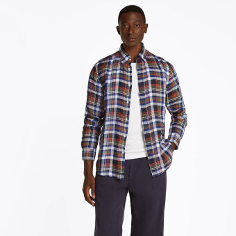 Tommy Hilfiger  - Tommy Hilfiger -  Linen check shirt | Hørskjorte Desert Sky