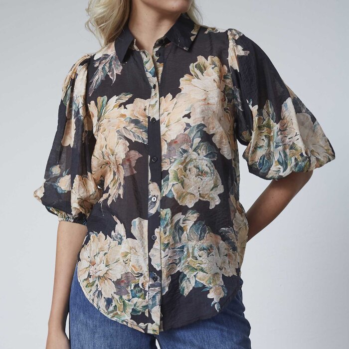 Love&divine ( Dame ) - LOVE&DIVINE - LOVE436-17 | SKJORTE BLACK/FLOWER