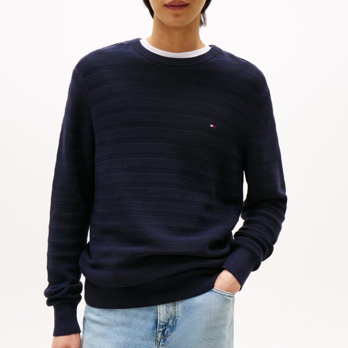 Tommy Hilfiger  - Tommy Hilfiger - Stripe structure crew | Strik Desert Sky
