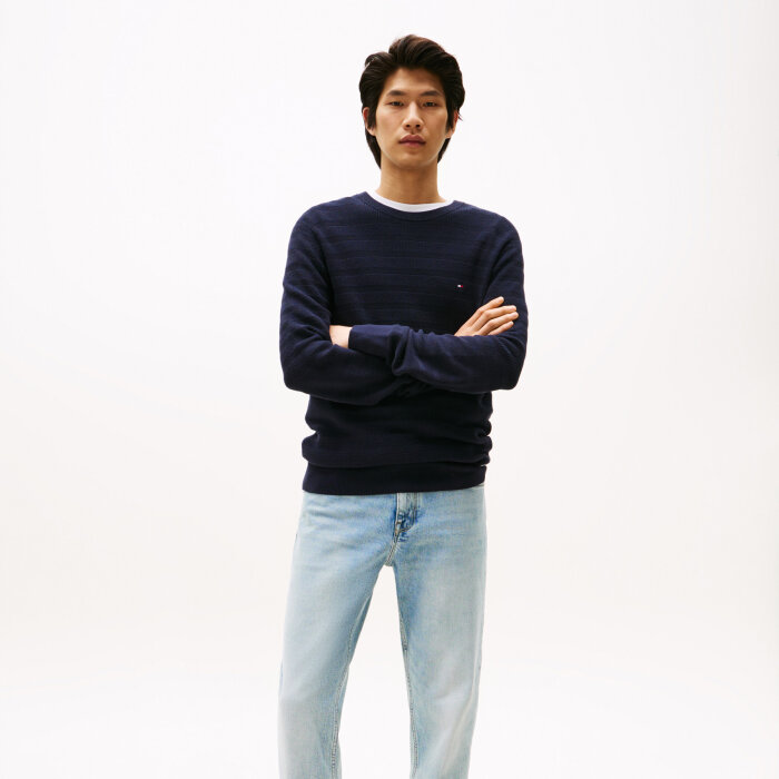 Tommy Hilfiger  - Tommy Hilfiger - Stripe structure crew | Strik Desert Sky