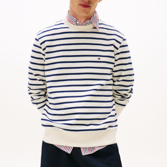 Tommy Hilfiger  - Tommy Hilfiger - Terry stripe crew | Sweatshirt Preppy Navy