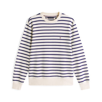 Tommy Hilfiger  - Tommy Hilfiger - Terry stripe crew | Sweatshirt Preppy Navy