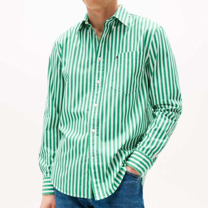 Tommy Hilfiger  - Tommy Hilfiger - Flex poplin shirt | Skjorte Olympic Green