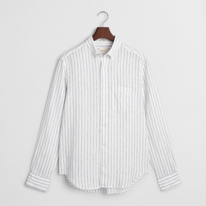 Gant - Gant - Linen stripe shirt | Hørskjorte White