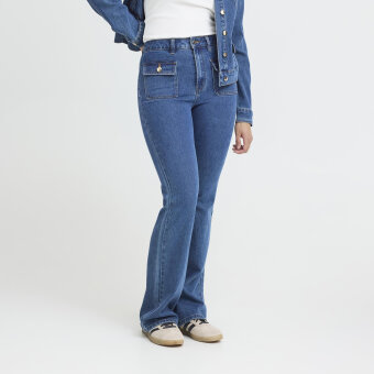 Pulz Jeans ( Dame )  - PULZ - PZCHEL UHW BOOTCUT LEG | JEANS MEDIUM BLUE DENIM
