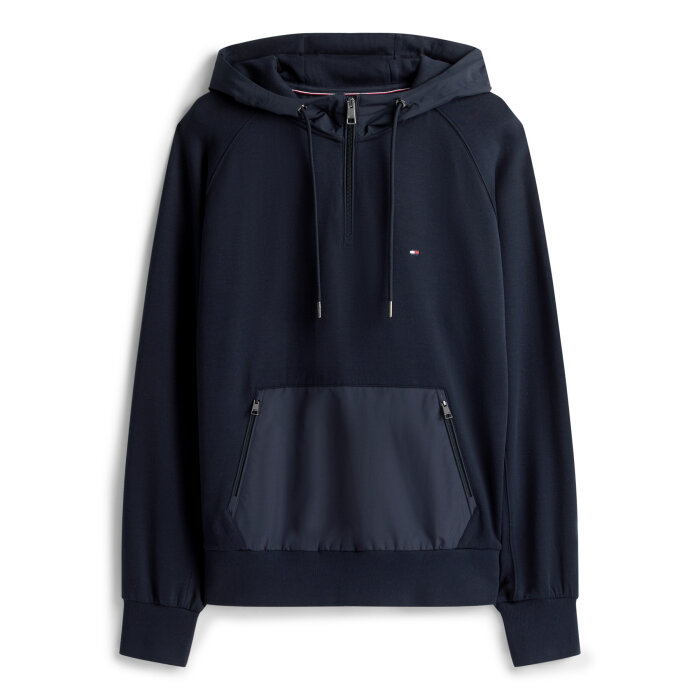 Tommy Hilfiger  - Tommy Hilfiger - TH mix media 1/4 zip hoodie | Sweatshirt Desert Sky