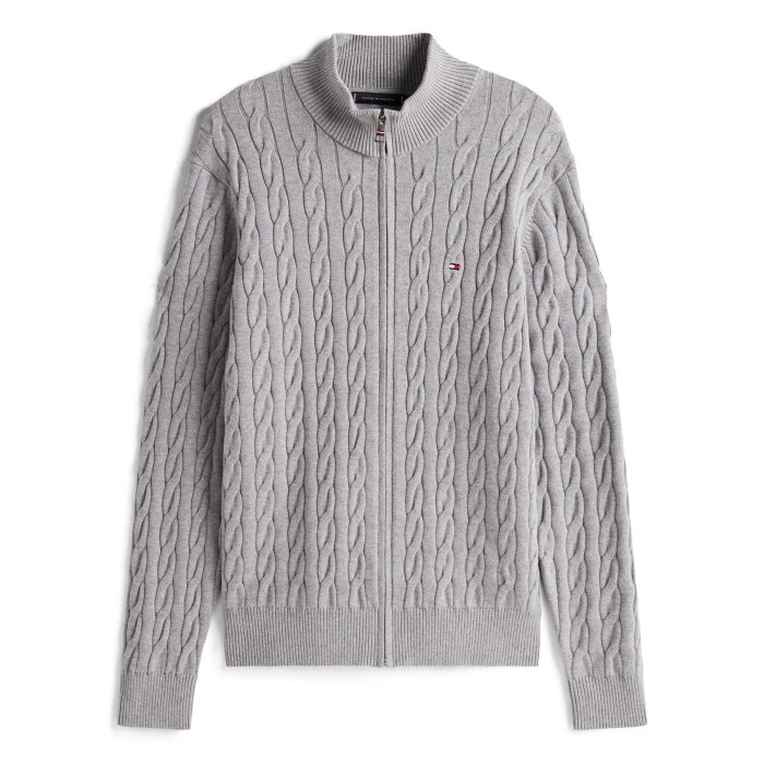 Tommy Hilfiger  - Tommy Hilfiger - TH cotton cable zip through | Cardigan Medium Grey