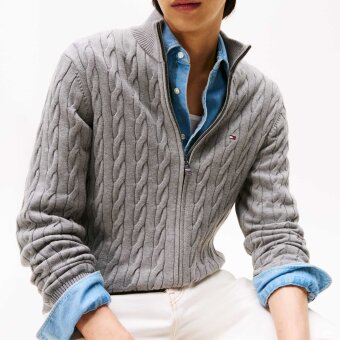 Tommy Hilfiger  - Tommy Hilfiger - TH cotton cable zip through | Cardigan Medium Grey