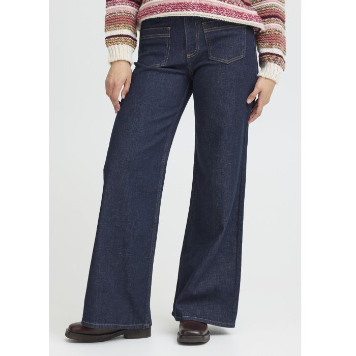 Pulz Jeans ( Dame )  - PULZ - PZLIRA UHW | JEANS WIDE LEG DARK BLUE DENIM