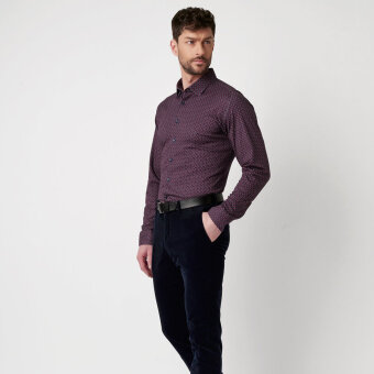 Desoto - Desoto - 88128 333 | Jersey Skjorte Burgundy Navy