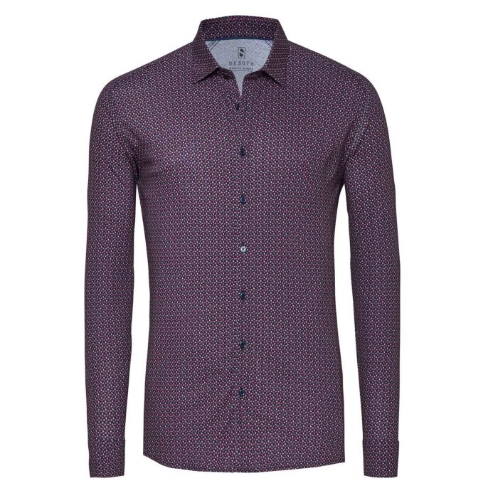 Desoto - Desoto - 88128 333 | Jersey Skjorte Burgundy Navy
