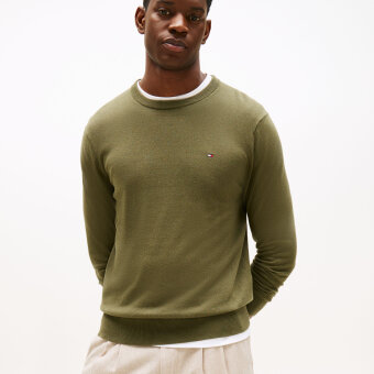 Tommy Hilfiger  - Tommy Hilfiger - TH cotton/cashmere crew neck | Strik Huntsman Green