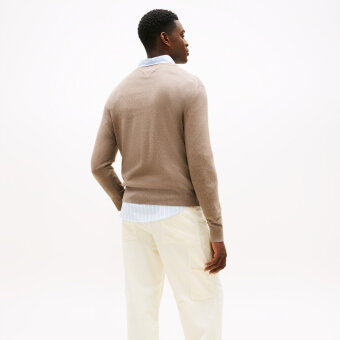 Tommy Hilfiger  - Tommy Hilfiger - TH cotton/cashmere crew neck | Strik Coastal Taupe