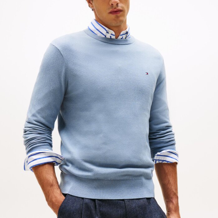 Tommy Hilfiger  - Tommy Hilfiger - TH cotton/cashmere crew neck | Strik Brisk Blue