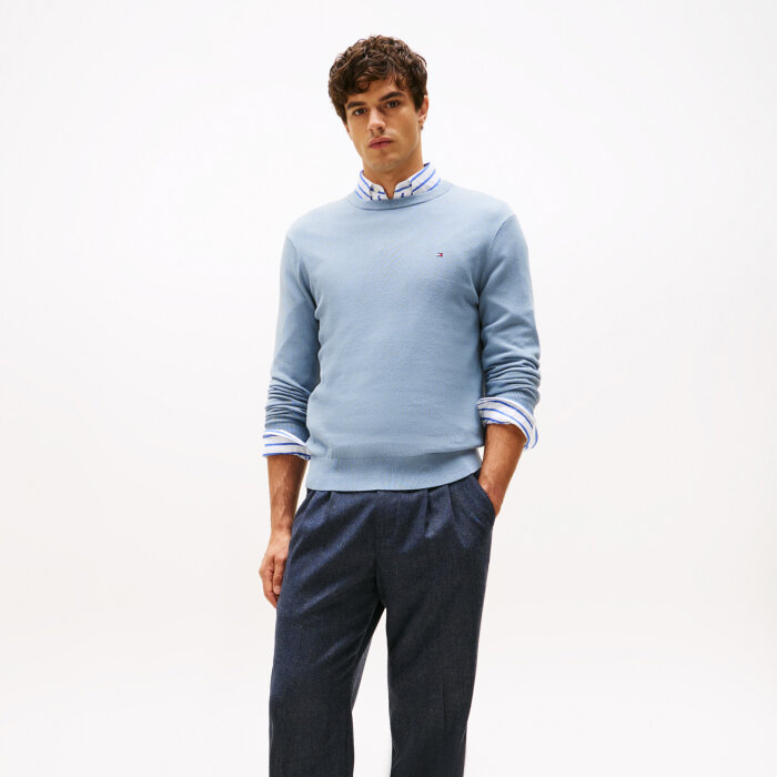 Tommy Hilfiger  - Tommy Hilfiger - TH cotton/cashmere crew neck | Strik Brisk Blue