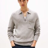 Tommy Hilfiger  - Tommy Hilfiger - Lambswool zip polo | Strik Light Grey
