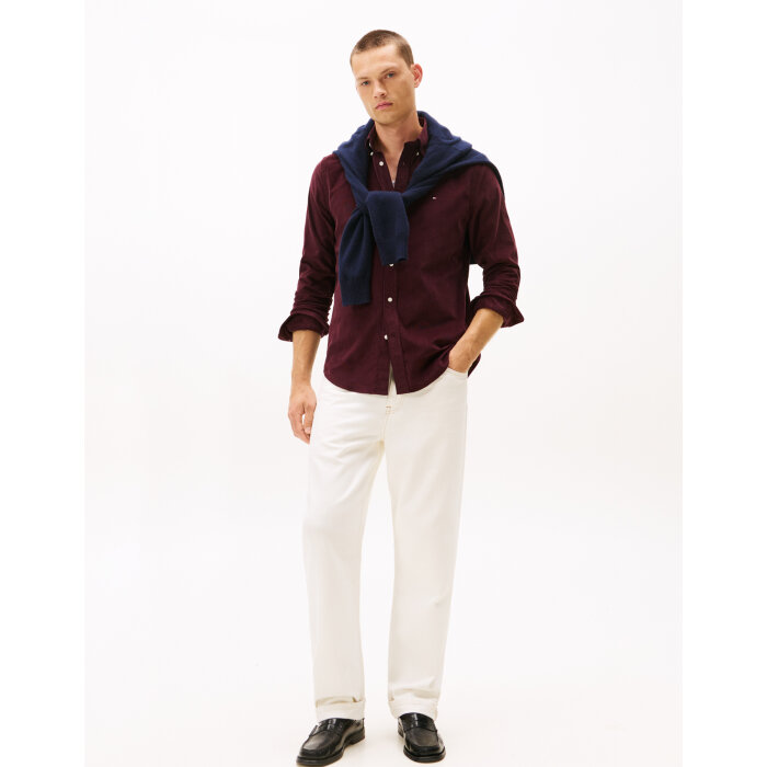 Tommy Hilfiger  - Tommy Hilfiger - Solid corduroy shirt | Skjorte Deep Burgundy