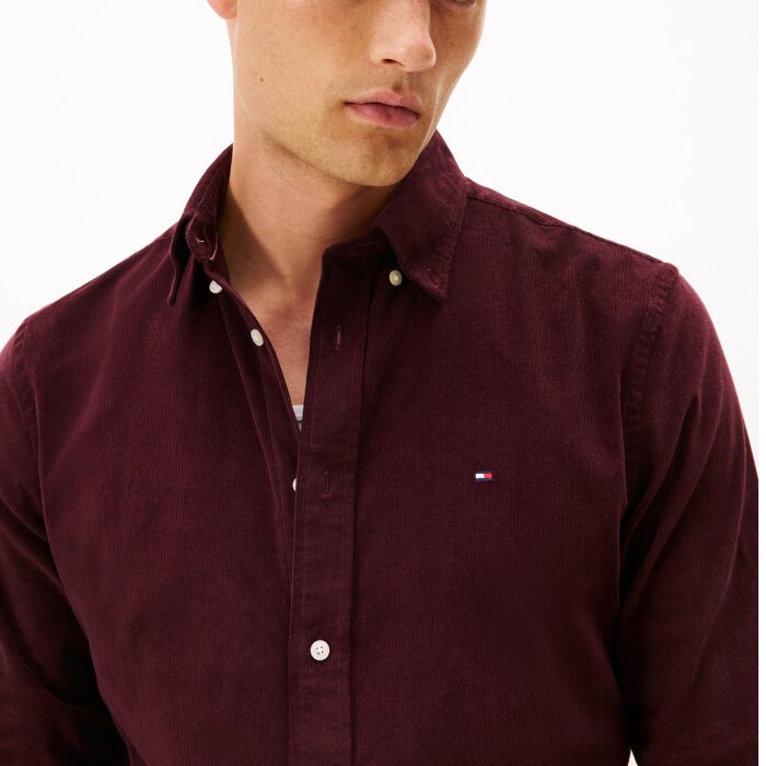 Tommy Hilfiger  - Tommy Hilfiger - Solid corduroy shirt | Skjorte Deep Burgundy