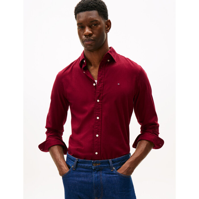 Tommy Hilfiger  - Tommy Hilfiger - Flex flannel solid shirt | Skjorte Deep Rouge 