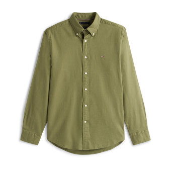 Tommy Hilfiger  - Tommy Hilfiger - Flex flannel solid shirt | Skjorte Battle Green