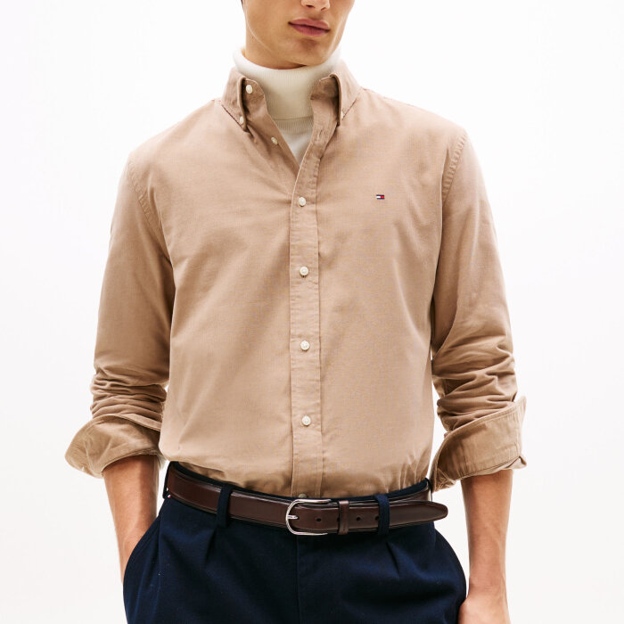 Tommy Hilfiger  - Tommy Hilfiger - Solid corduroy shirt | Skjorte Coastal Taupe