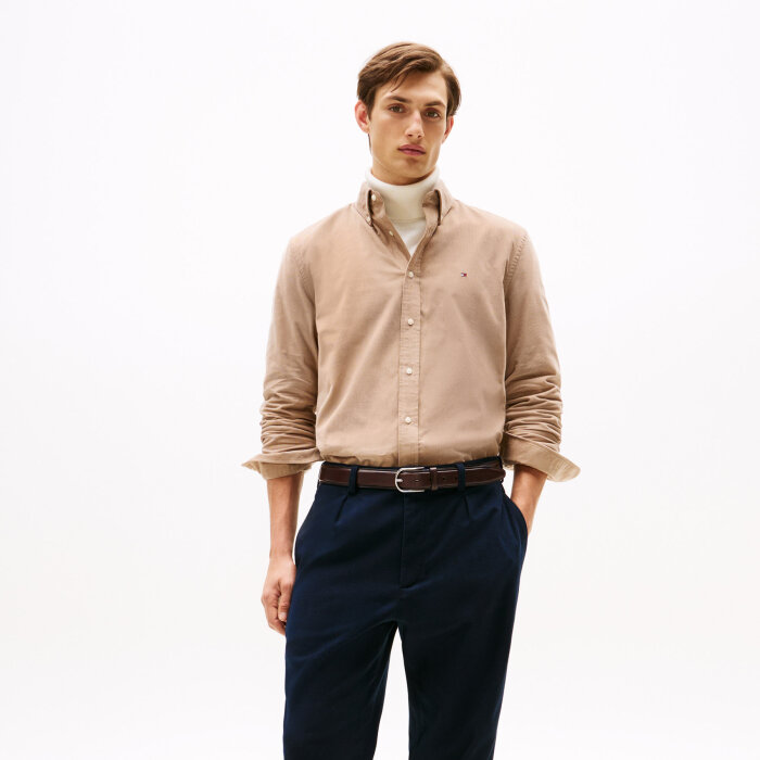 Tommy Hilfiger  - Tommy Hilfiger - Solid corduroy shirt | Skjorte Coastal Taupe