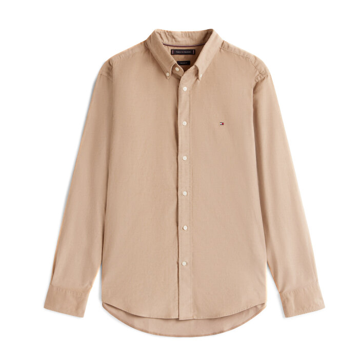 Tommy Hilfiger  - Tommy Hilfiger - Solid corduroy shirt | Skjorte Coastal Taupe